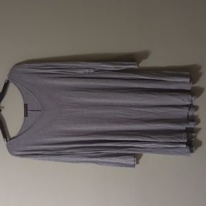 Grey Tunic Blouse Netted Neckline - Monnuro - 4X